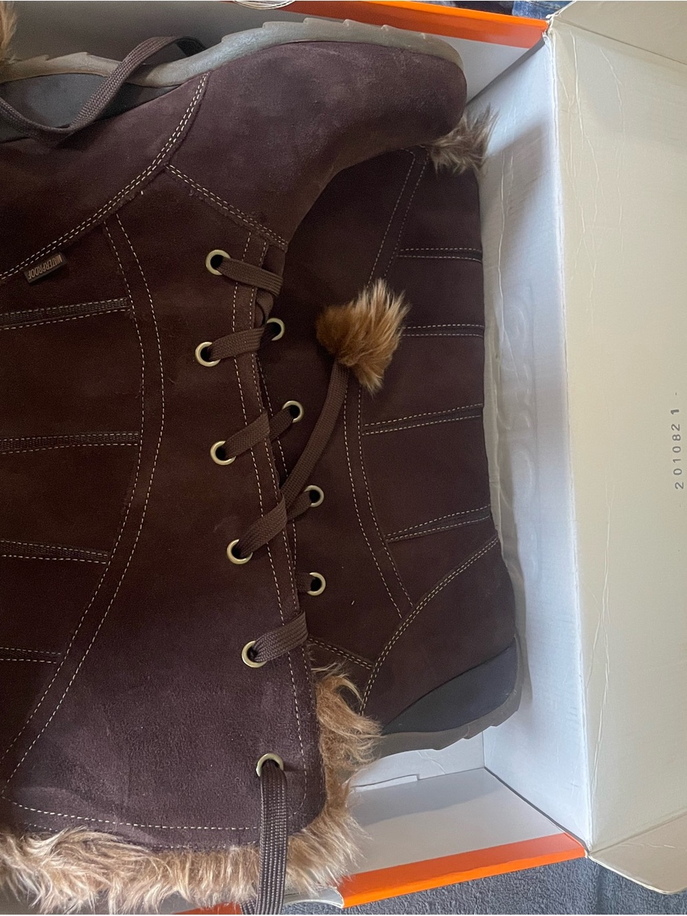 Sporto Dark Brown Faux-Suede Lace-Up Winter Boots with Fur Trim